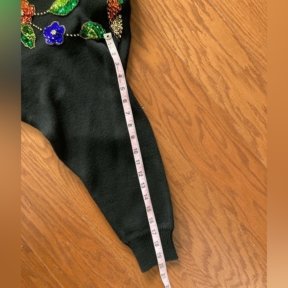 Mister Noah 20W Sequined Sweater Pullover Floral Flowers 90s Knit - Picture 13 of 13